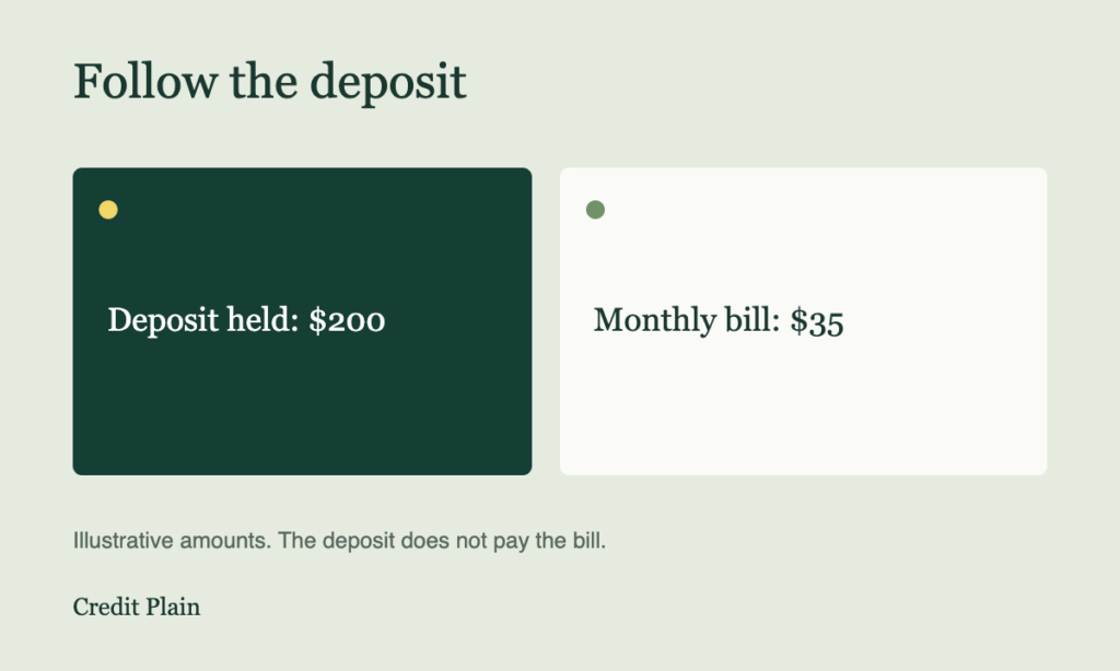 A $200 deposit is separate from a $35 monthly bill.